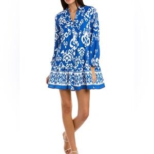 Zara New Blue Floral Button Up Dress Size Medium.